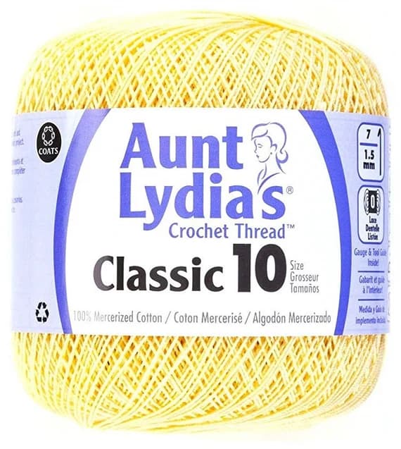 yellow none - Coats Aunt Lydia's Crochet Cotton Thread Classic Size 10; Maize Yellow (154-423) 350 Yards