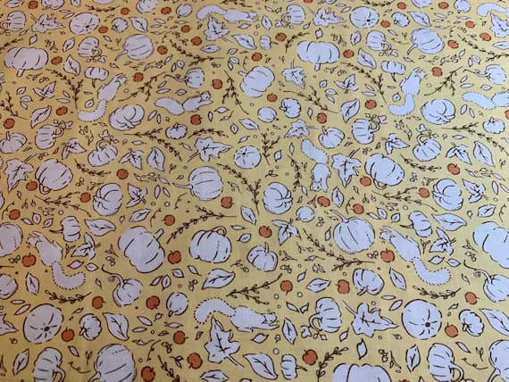 yellow cotton fabric - 1/2 yard increments Yellow Pumpkin Calico Crow - Riley Blake Cotton Fabric