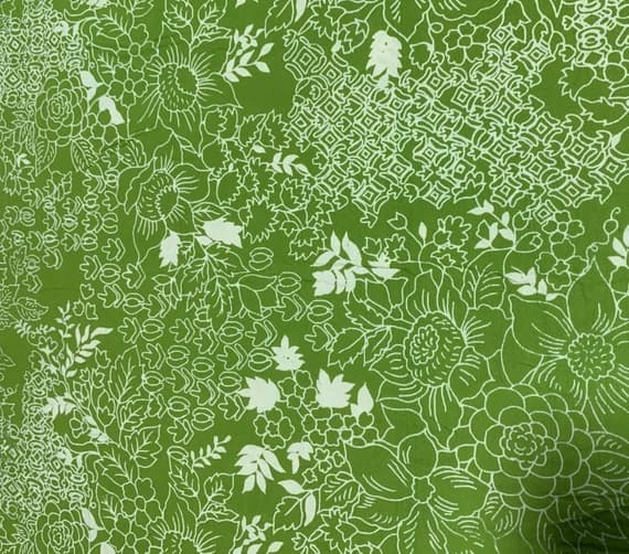 green cotton fabric - Green Floral - Baralla - Banyan Batiks Cotton Fabric