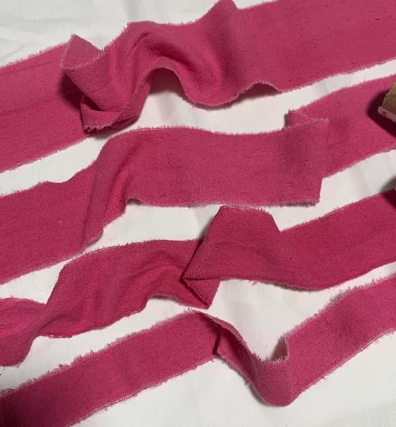 pink none - Hand Dyed Flamingo Pink 100% Silk Noil Ribbon ( 4 Widths to choose from)