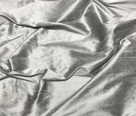 silver dupioni fabric - Silver - Silk Dupioni Fabric