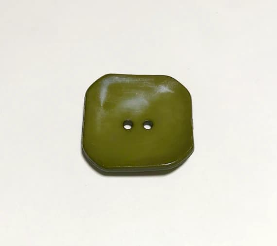 olive none - Olive Green Square Plastic Button - 40mm / 1 3/8 inch - Dill Buttons Brand