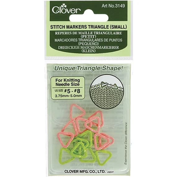 none - Clover Triangle Stitch Markers-Sizes 5 To 8 16/Pkg