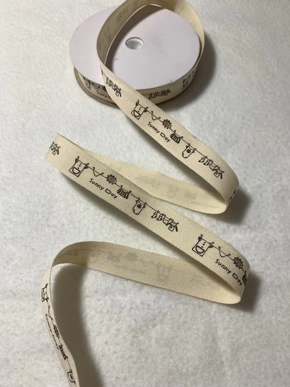 none - Sunny Day Clothesline Cotton Ribbon Trim 5/8" x 5 Yards Made in France