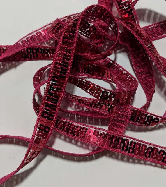 ruby none - RUBY RED French Metallic Double Row Sequin Ribbon (10mm/ 3/8" wide)
