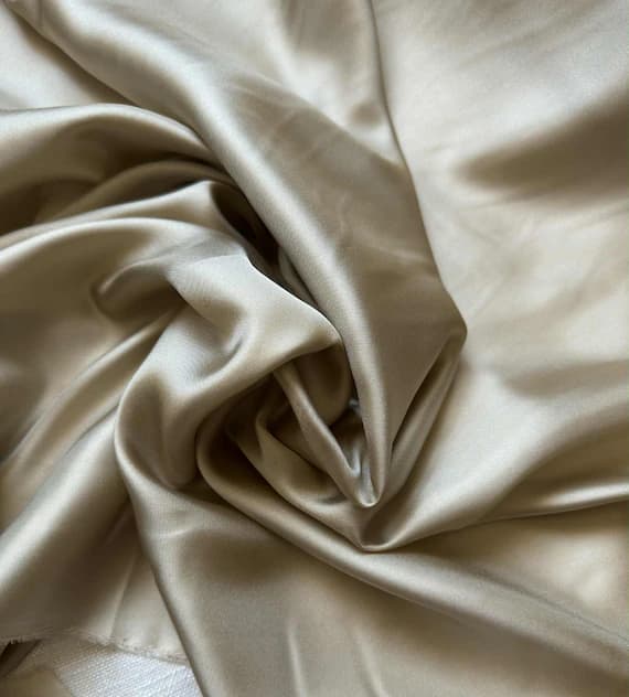 beige twill fabric - Beige 100% Silk Twill Fabric 12mm weight