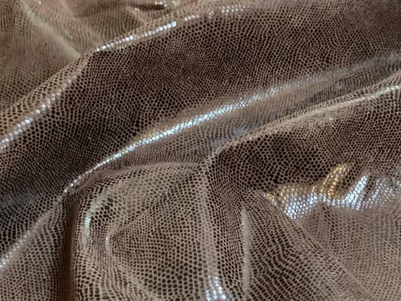 brown leather - Brown Metallic Snakeskin Reptile - Lambskin Leather Hide 8 Square Feet