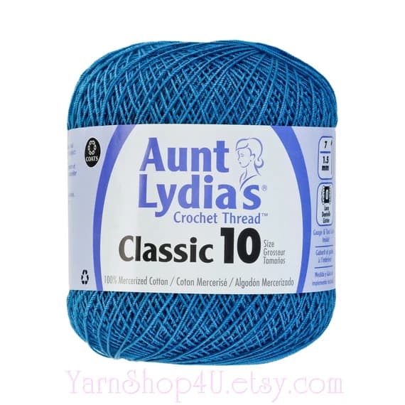 blue none - Coats Aunt Lydia's Crochet Cotton Thread Classic Size 10; Blue Hawaii (154-805) 350 Yards