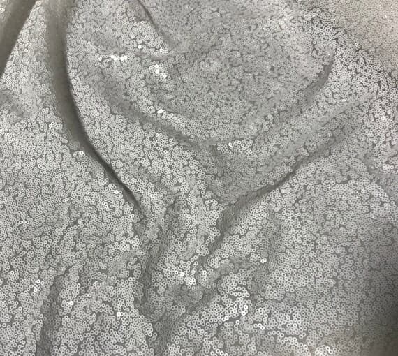 white sequin - White - Sequin Spangle Sewn on Mesh Fabric