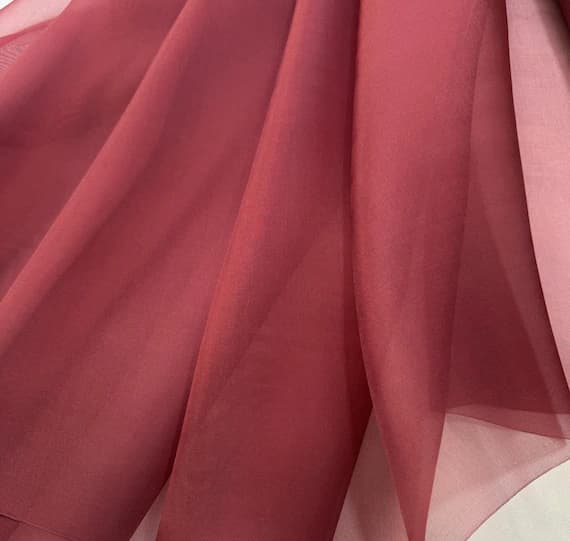 red organza fabric - Brick Red - 100% Silk Organza Fabric