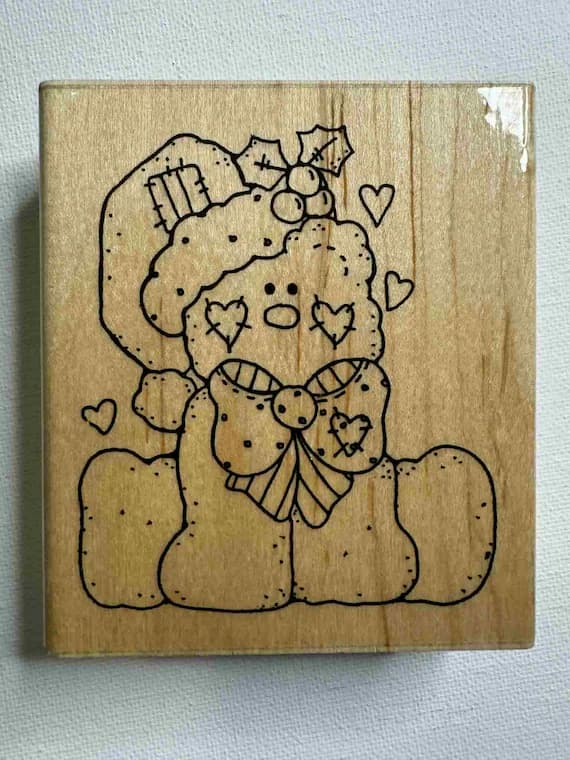 none - 3"x3.5" Holiday Bear Wood Mounted Rubber Stamp. By: JRL Design