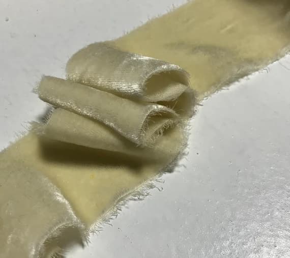 none - Hand Dyed Ecru Silk Velvet Ribbon ( 4 Widths to choose from)