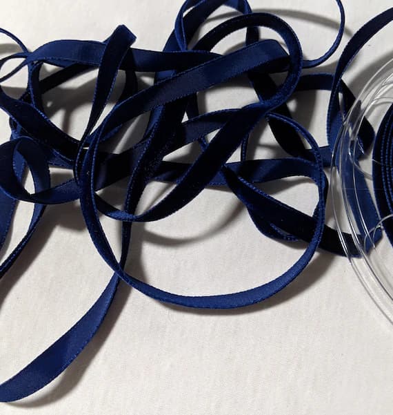 navy none - French VELVET Ribbon NAVY BLUE Blue by the yard 3/8 inch