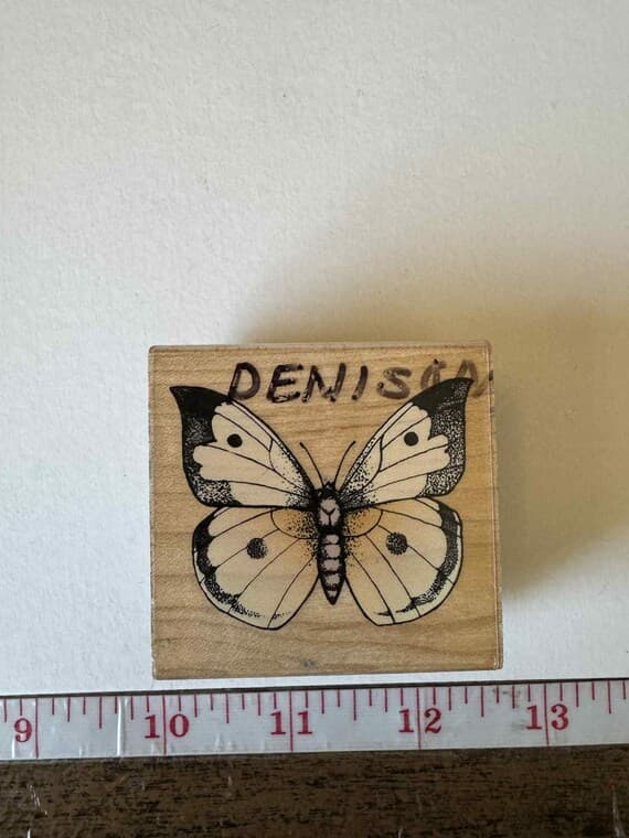 fabric - 2"x2" Southern Dogface Butterfly Wood Mounted Vintage 2001 rubber stamp by Poetic Prints