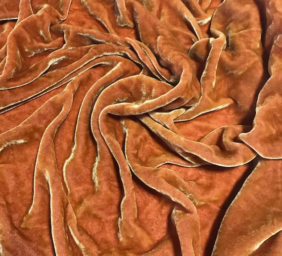 red velvet fabric - RED CINNAMON - Hand Dyed Silk Velvet
