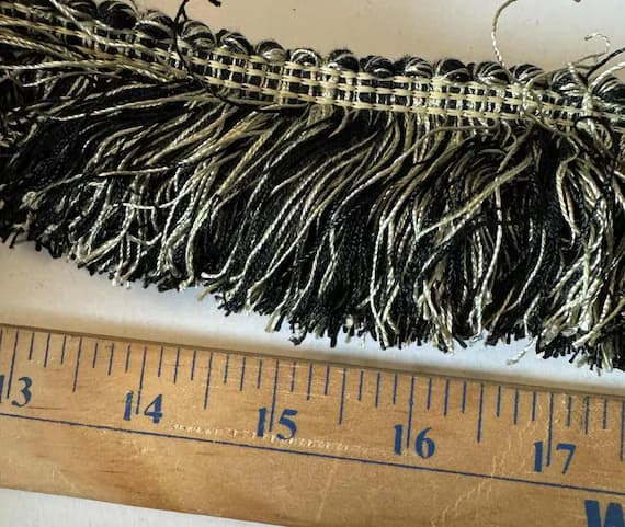 gold none - Vintage Tassel Fringe Trim Black & Gold 2" wide x 2 Yard increments