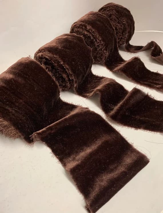 brown none - Chocolate Brown Silk Velvet Ribbon ( 4 Widths to choose from)