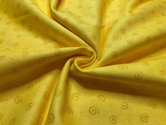 yellow cotton fabric - 1/2 yard increments Yellow Swirl Cotton Fabric Vintage 90's OOP Patrick Lose