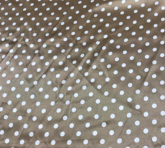ivory charmeuse fabric - Taupe and Ivory Polka Dots - Silk Charmeuse