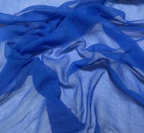 blue chiffon fabric - Hand Dyed PERIWINKLE BLUE - Silk Gauze Chiffon Fabric