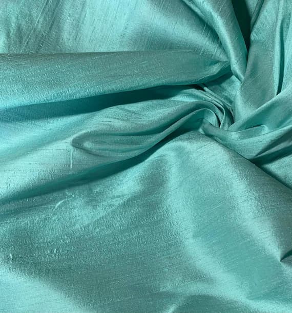 green dupioni fabric - Easter Egg Blue Green - Silk Dupioni Fabric
