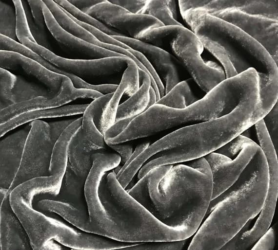 gray velvet fabric - PEWTER GRAY Hand Dyed Silk Velvet Fabric