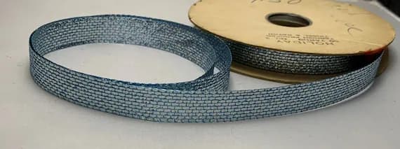 blue none - Vintage Blue Tinsel & Rayon Ribbon (5/8" wide - 3 Yards)