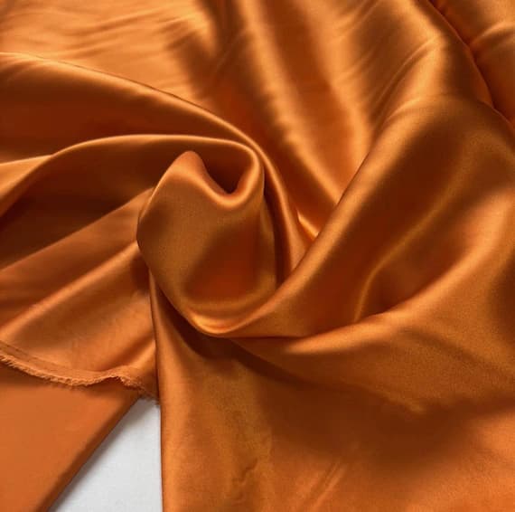 orange charmeuse fabric - Pumpkin Orange - 100% Silk Charmeuse Fabric 54" width
