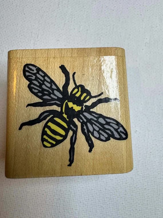 none - 1.75"x1.75" Bumble Bee Wood Mounted Rubber Stamp (A2296C) By Rubber Stampede