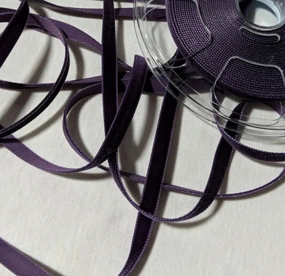 plum none - French VELVET Ribbon PLUM by the yard 3/8 inch