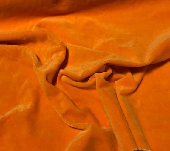 orange velvet fabric - Hand Dyed Tangerine Orange - Cotton Velveteen Fabric
