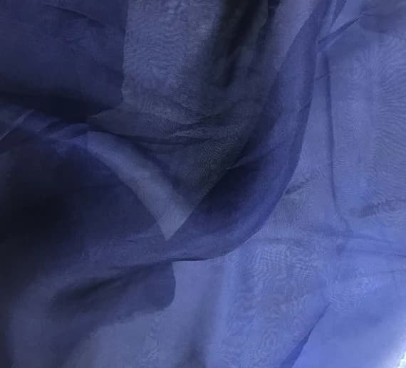blue organza fabric - Hand Dyed DEEP BLUE - Silk Organza Fabric