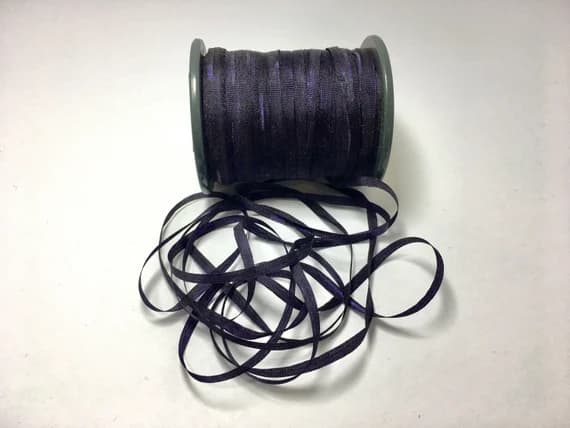 plum none - Hand Dyed Midnight Plum #19 Pure Silk Embroidery Ribbon 4mm 1/8" wide Japan -3 yards-