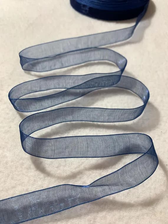 blue none - Dark Blue Organdy Organza Ribbon - 1/2" wide - 5 Yards - Made in Japan
