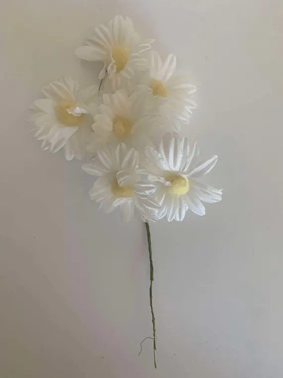 velvet fabric - Daises with Velvet Center - 6 Flowers per Stem - Vintage Millinery Floral Made in Japan