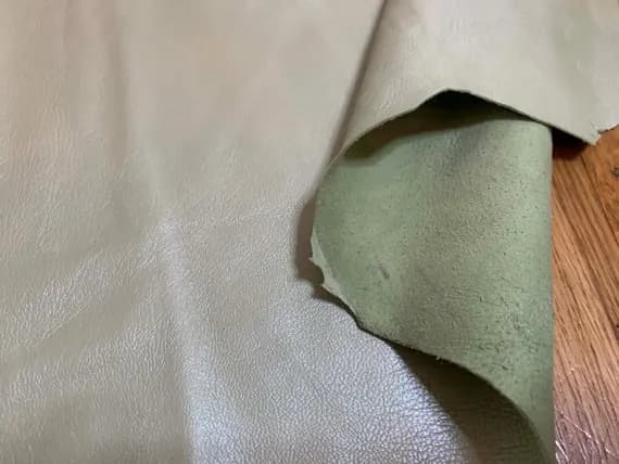 green leather - Metallic Pearl Pale Green Lambskin Leather Whole Hide 6 Square Feet