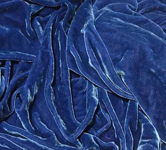 blue velvet fabric - DUSTY BLUE Hand Dyed Silk Velvet Fabric