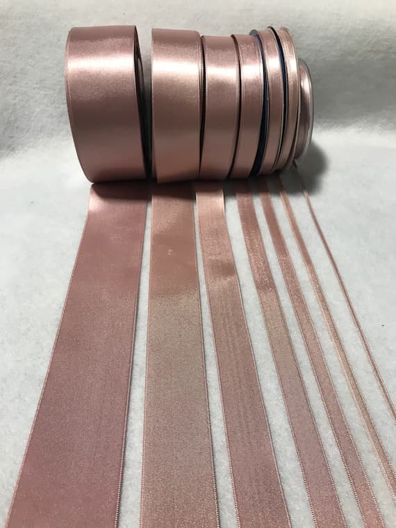 pink none - Antique Pink Double Sided Satin Ribbon - Made in France (7 Widths to choose from)