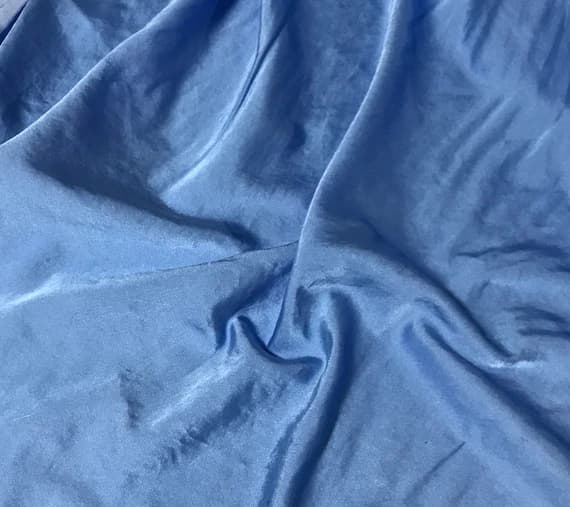 blue charmeuse fabric - Hand Dyed PERIWINKLE BLUE - Silk/Cotton Satin Fabric - 45" wide