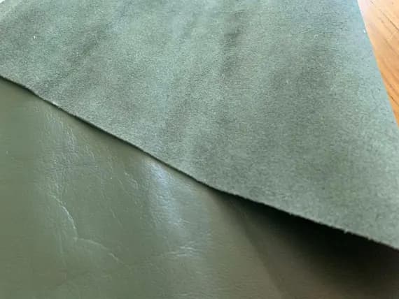green leather - ARMY GREEN Cow Hide Leather Hide 6 Square Feet #1
