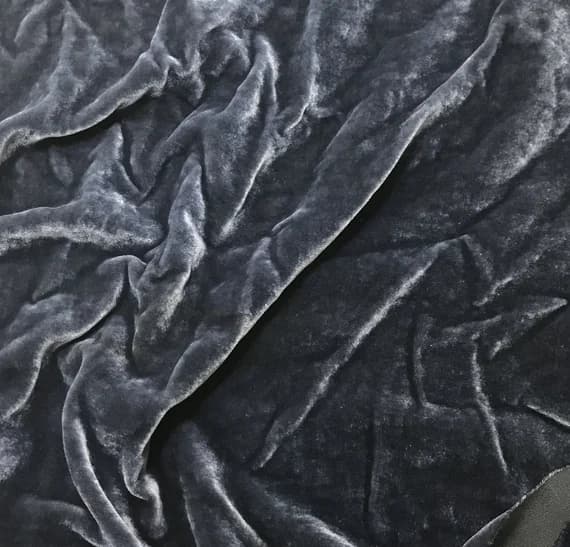 gray velvet fabric - GRAY BLUE Hand Dyed Silk Velvet Fabric