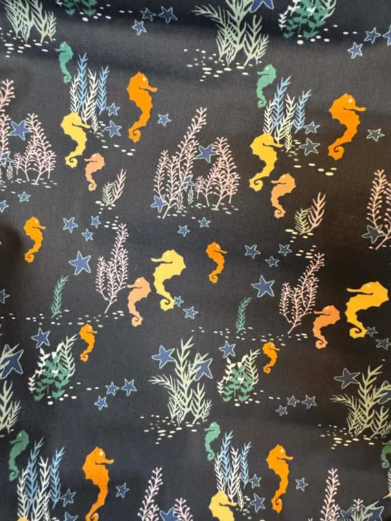 cotton fabric - Seahorse Magic Deep - Enchanted Voyage - Art Gallery Premium Cotton Fabric