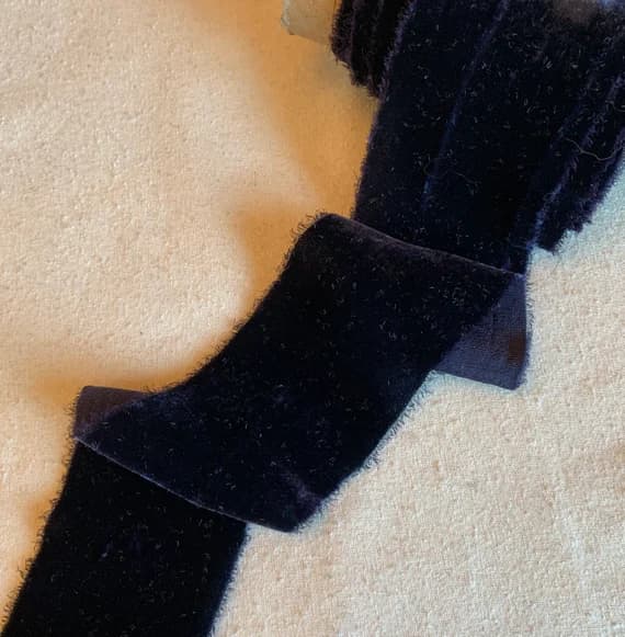blue none - Hand Dyed Midnight Blue Silk Velvet Ribbon ( 4 Widths to choose from)