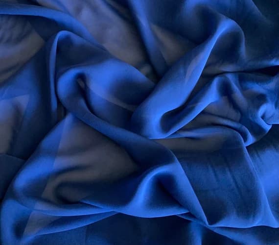 blue chiffon fabric - Dark Blue - 8mm Silk Chiffon Fabric