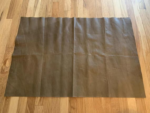 olive leather - Golden Olive Brown Cow Hide Leather Hide 6 Square Feet
