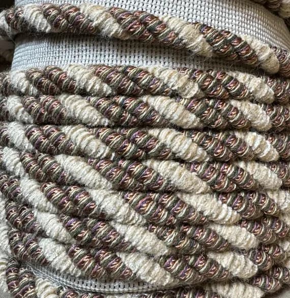 none - Chloe Beige with Multi Color Lip Cord Braid Gimp Trim by Brimar 3/8" wide x 2 Yard increments