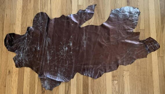 silver leather - Metallic Silver Foil on Chocolate Brown Lambskin Leather - 8 Square Feet