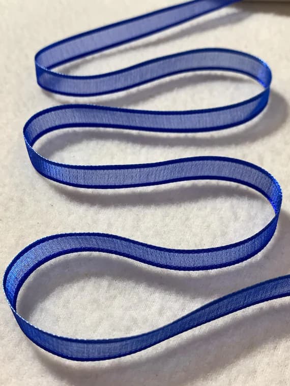 sapphire none - Sapphire Blue Organdy Organza Ribbon - 3/8" wide - 5 Yards - Made in Japan