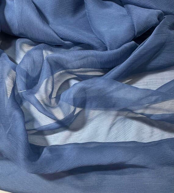blue chiffon fabric - Periwinkle Blue - 5mm Crinkle Silk Chiffon Fabric