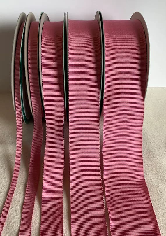 pink none - Antique Rose Pink 100% Rayon Petersham Ribbon (5 Widths to choose from)